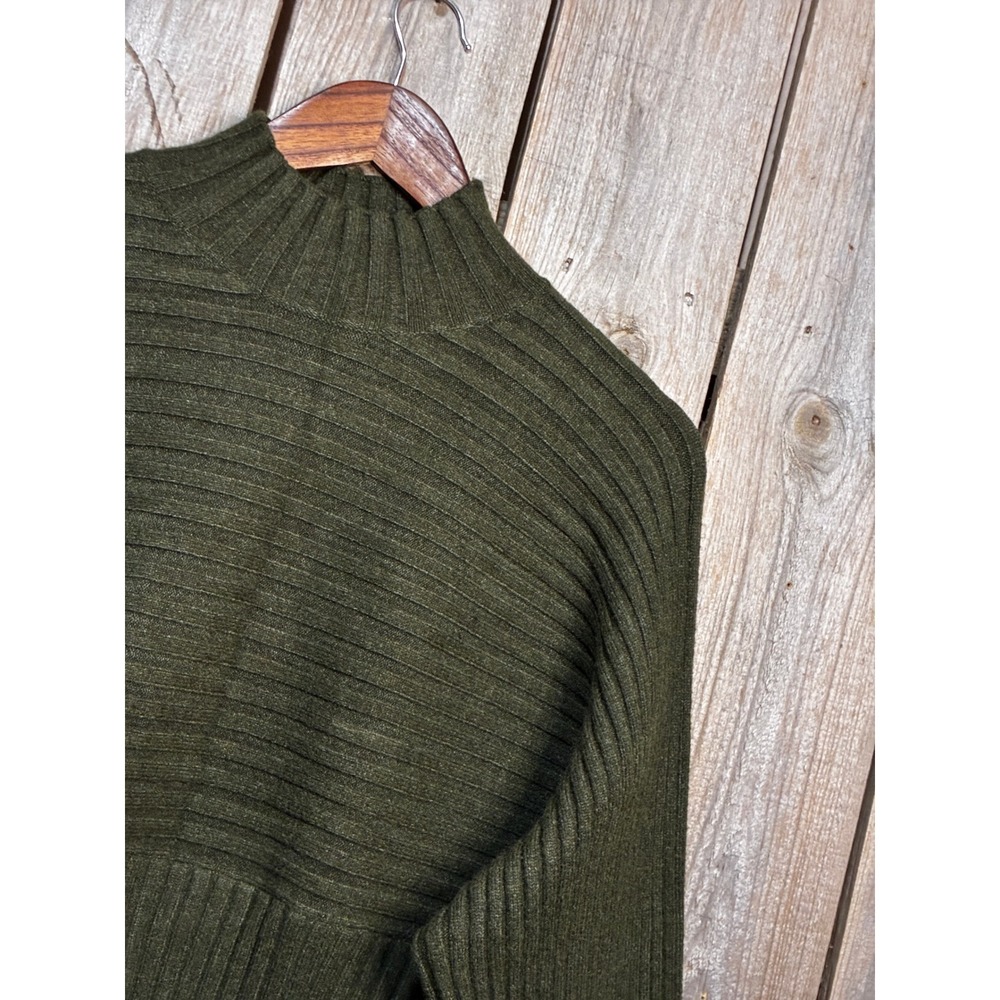 Kerisma M5178 Olive Green Mock Neck Ribbed Knit Angora Blend Sweater S/M